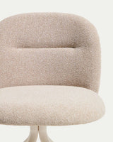 Chaise pivotante Arino en chenille beige, vue de détail du dossier