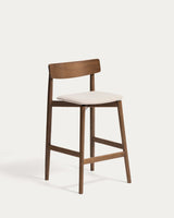 Tabouret Evera avec dossier ton noyer chenille marron - packshot