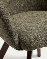 Chaise giratoire Marvin chenille verte / noyer