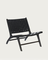 Fauteuil Calixta cuir noir tressé main bois mungur noir Kave Home - vue principale