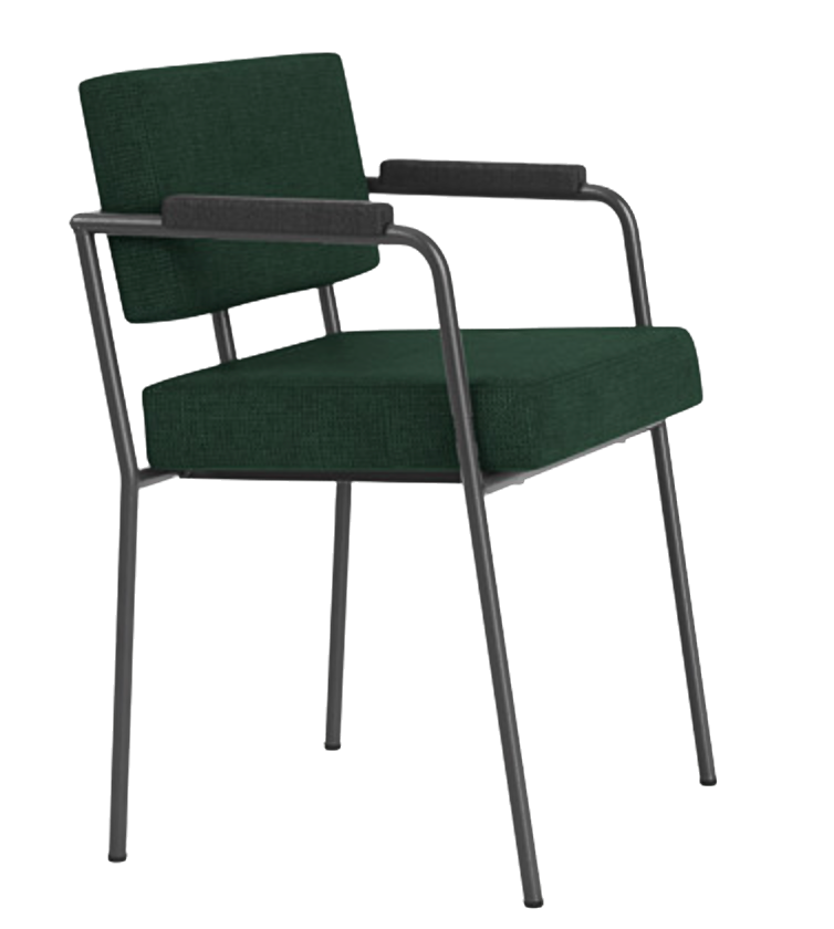 Chaise de diner Monday avec accoudoirs métal noir — Cube green 58