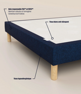 Sommier TAPISSIER — Cadre 90x190 cm et pieds bleus 15 cm