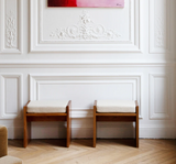 Tabouret CHIESA — Frêne et tissu beige