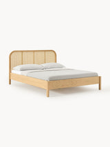 Lit Jones chene clair tete de lit cannage beige — vue principale