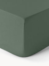 Drap-housse percale coton Elsie vert foncé Westwing Collection 180x200 - vue principale