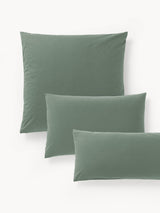 Taie d'oreiller percale coton Elsie vert foncé Westwing Collection 50x80 - vue principale