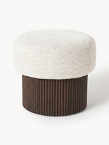 Pouf rembourré avec rangement Nala tissu beige frêne foncé Westwing Collection - vue principale