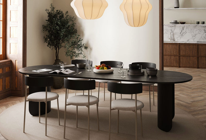 Table de diner Plateau large - oval — Pieds noir & Plateau noir