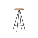 Tabouret moyen Sun bois — Acier noir & Chêne naturel