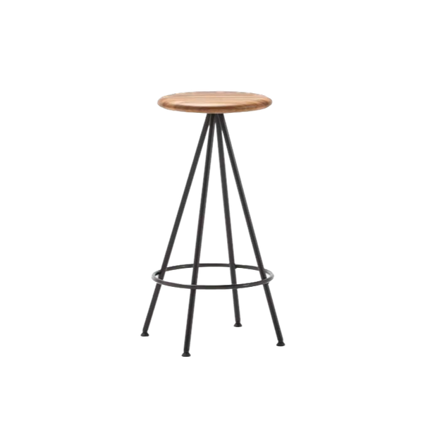 Tabouret moyen Sun bois — Acier noir & Chêne naturel