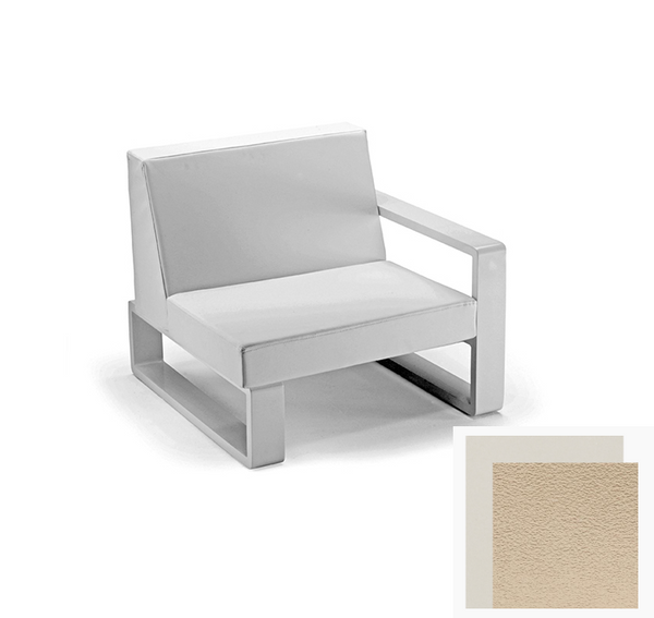Fauteuil Club Kama - Accoudoir gauche — SG 31 Pierre de lune & Stamskin M16 Taupe