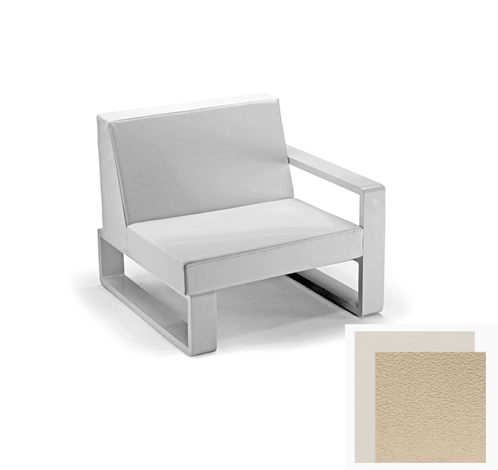 Fauteuil Club Kama - Accoudoir gauche — SG 31 Pierre de lune & Stamskin M16 Taupe
