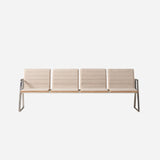 Banc Lin wood 4 places Tissu assise & dossier — Chêne naturel, poli & tapisserie surpiqûres