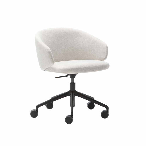 Chaise Binar 60 5 branches à roulettes & dossier bas — Aluminium noir & Addo 5