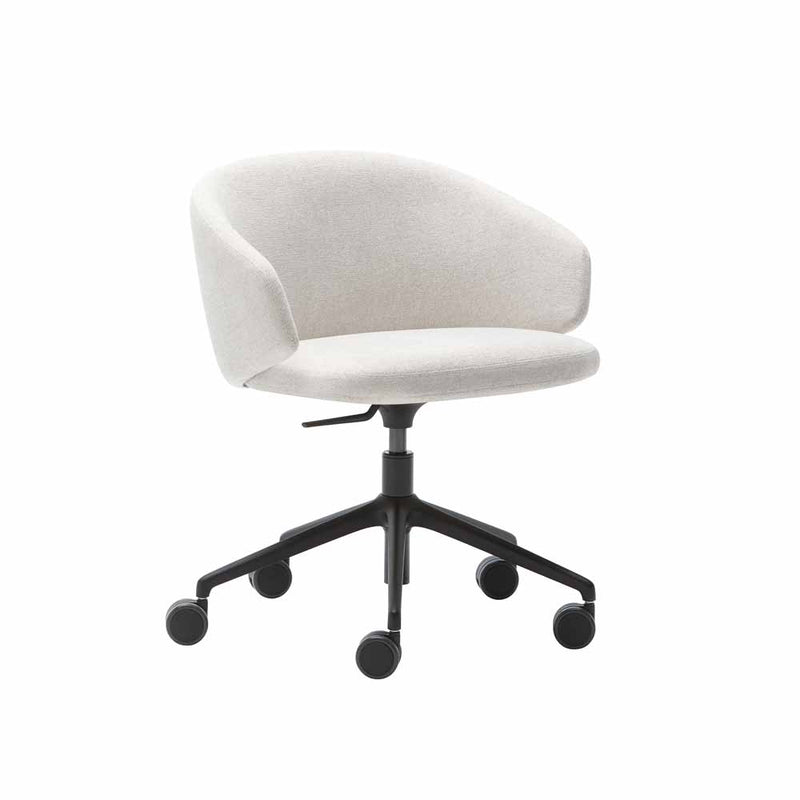 Chaise Binar 60 5 branches à roulettes & dossier bas — Aluminium noir & Addo 5