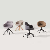 Chaise Binar 60 5 branches à roulettes & dossier bas — Aluminium noir & Addo 5