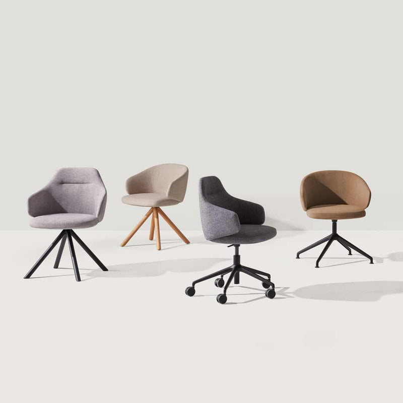 Chaise Binar 60 5 branches à roulettes & dossier bas — Aluminium noir & Addo 5