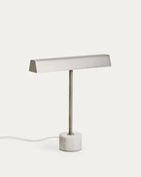 Lampe de table LYNOR — Métal brossé et marbre blanc