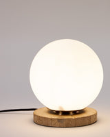 Lampe de table Malachi verre et travertin