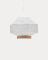 Abat-jour pour suspension HILA — Papier blanc et bois