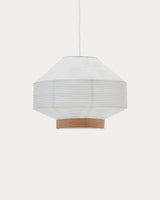 Abat-jour Hila papier blanc et bois