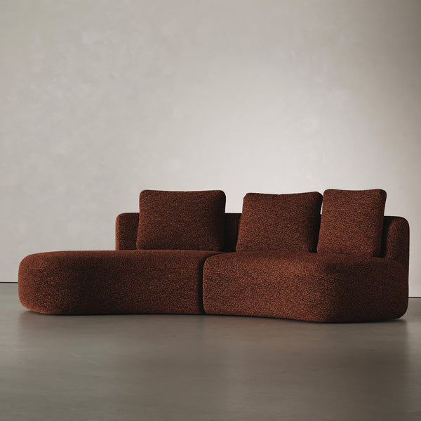 Ensemble 4 places Moncey - Ottoman & module 314cm (droite) — Bouclette brick