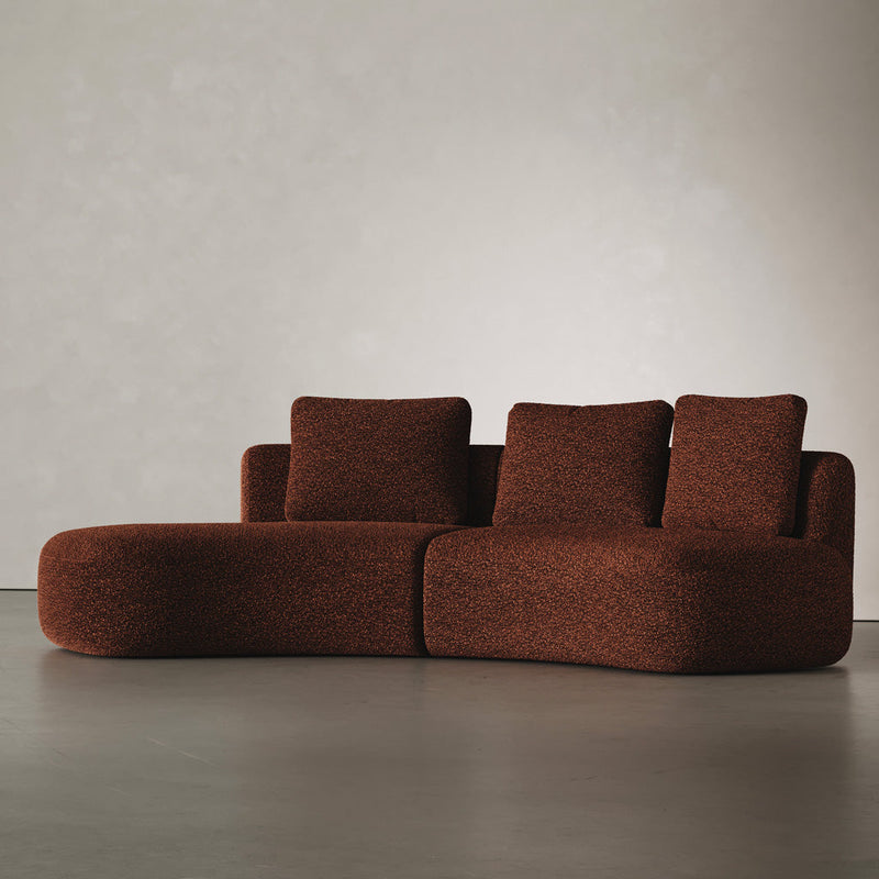 Ensemble 4 places Moncey - Ottoman & module 314cm (droite) — Bouclette brick