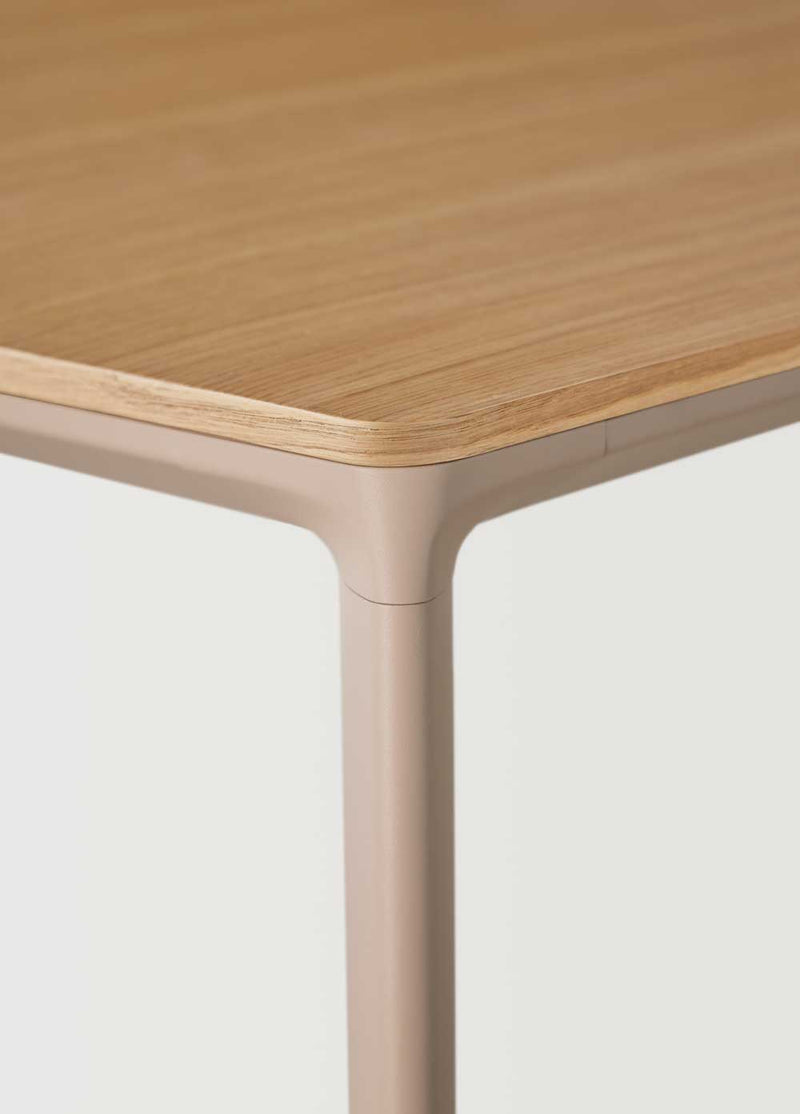 Table Laminar 2 plateaux 90x400x75cm — Aluminium blanc & Chêne naturel