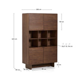 Buffet haut NORLEN — 4 portes en placage de noyer 100 x 163 cm