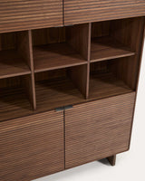 Buffet haut NORLEN — 4 portes en placage de noyer 100 x 163 cm