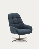 Fauteuil pivotant Jaspe bleu et métal gris Kave Home - vue principale
