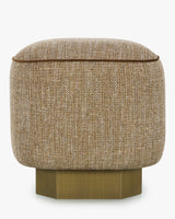 Pouf Alyss tweed taupe sésame et bois bronze brossé - vue de face