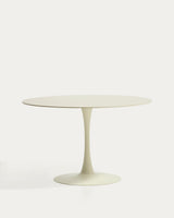 Table ronde Vedira en céramique écrue et acier beige Ø 120 cm - packshot