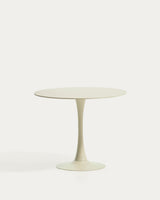 Table ronde Vedira en céramique écrue et acier beige Ø 90 cm - packshot