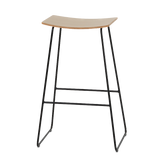 Tabouret haut Tao bois — Acier noir & Chêne naturel