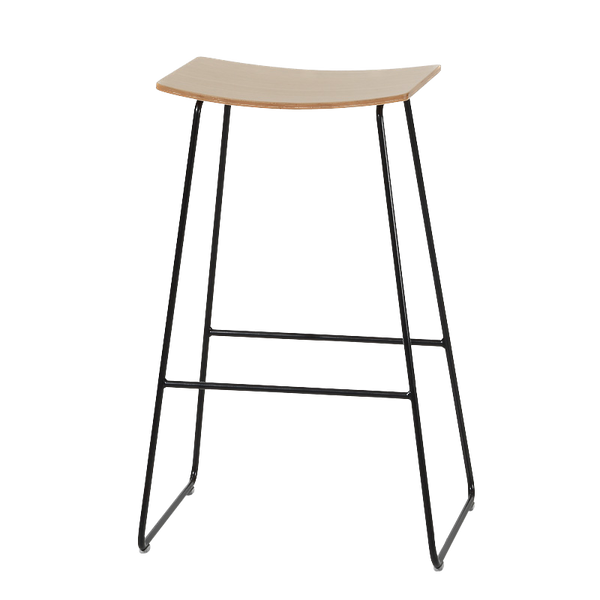 Tabouret haut Tao bois — Acier noir & Chêne naturel