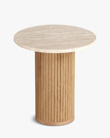 Table d'appoint Oviedo travertin et chêne