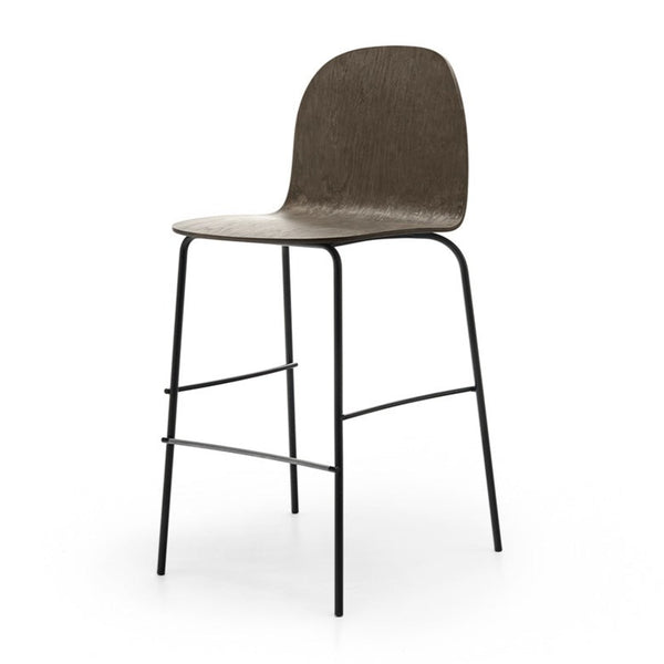 Chaise de bar Terra — Métal & Chêne fumé