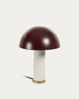 Lampe de table Zorione — Lampe de table Zorione en marbre blanc et métal peint en marron