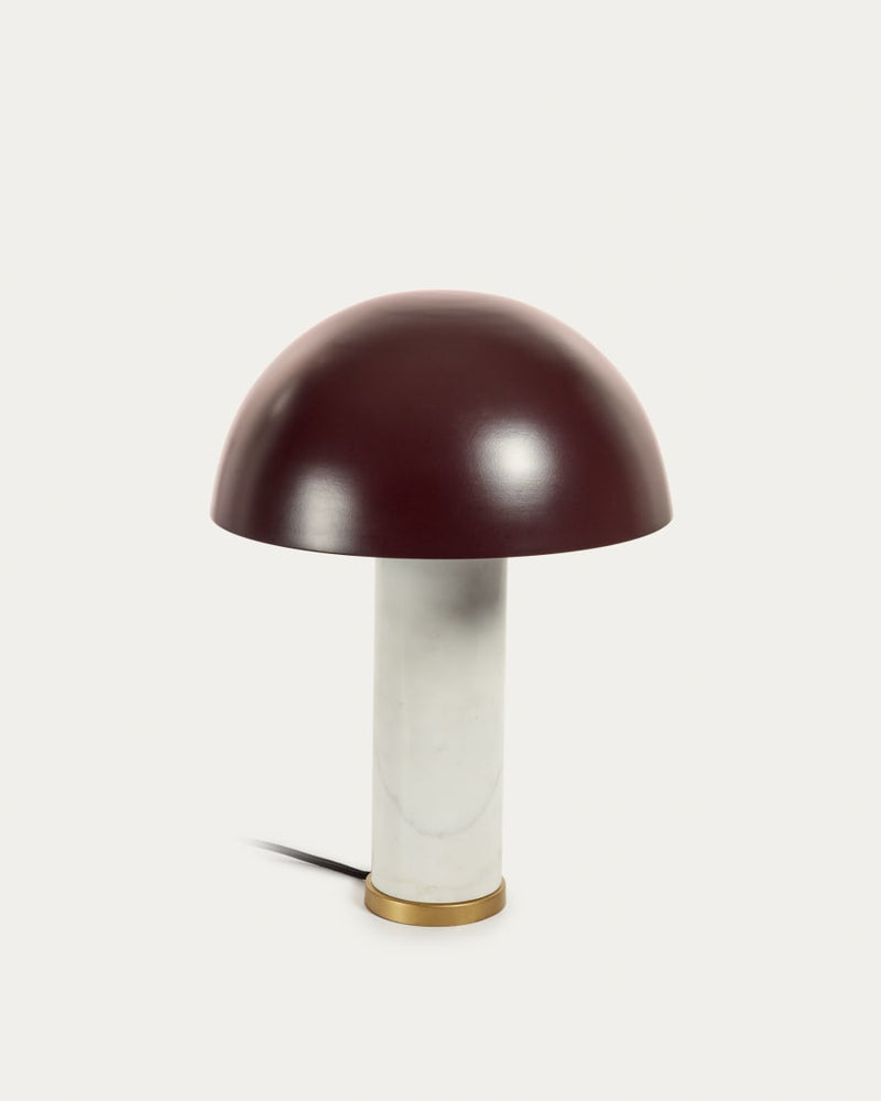 Lampe de table Zorione — Lampe de table Zorione en marbre blanc et métal peint en marron