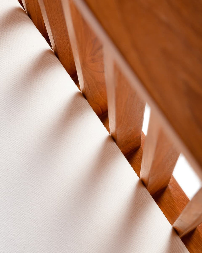 Fauteuil d'extérieur Toprak — Teck & Oléfine Blanc