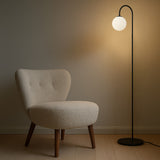 Lampadaire BALLON — Noir / verre opale