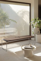 Banc 160 cm en bois d'acacia et acier inoxydable Altrex