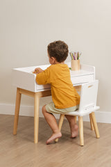 Bureau TOM KIDS en MDF blanc et pin — vue principale