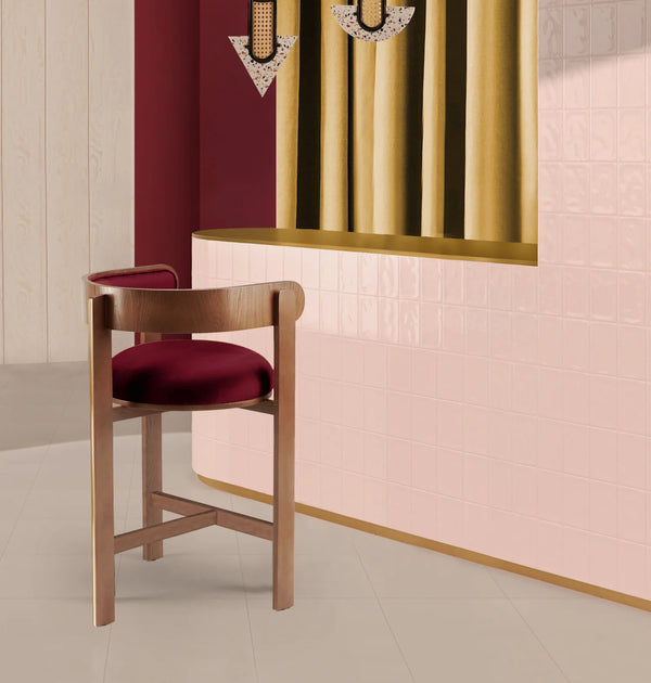 Chaise de bar Moulin — bouclê latte, beech 056-0