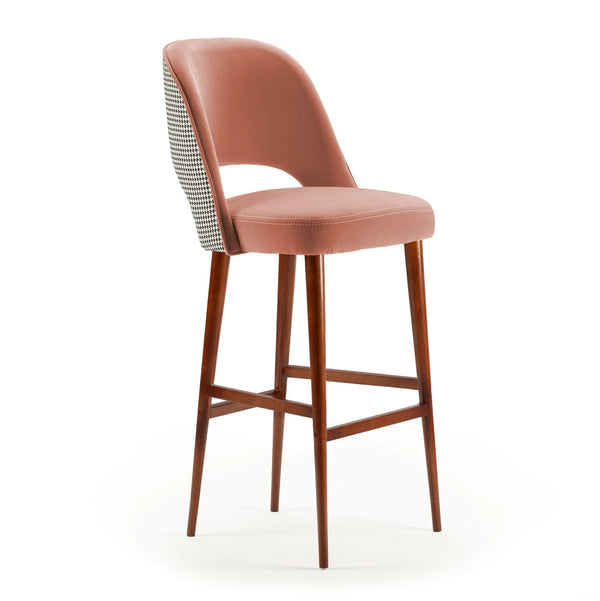 Chaise de bar Ava — exterior in esparta, interior in smooth easy clean vintage rose, 056-1 solid wood feet