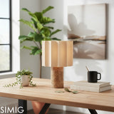 Lampe de table CAVILON — Lin beige & marbre (27.5cm)