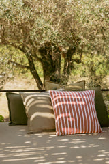 Coussin carré 45x45 cm Nexu en coton, coloris Terracotta et Blanc