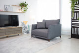 Fauteuil-lit Dali gris, pieds noyer, vue salon