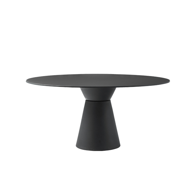 Table Essens piétement Ø50cm & plateau rond Ø120cm — PE1 noir + MDF noir